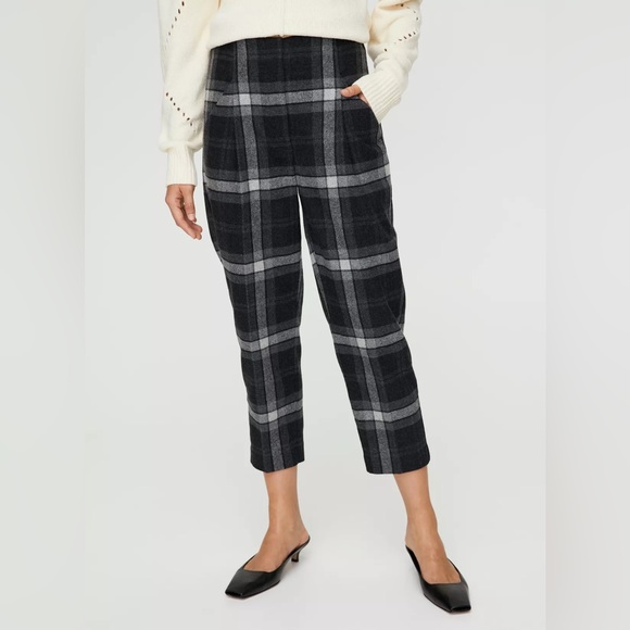 Aritzia Wilfred Chambéry Check Pant in Charcoal/Black - Size 00 - Picture 1 of 14